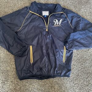 Men’s Milwaukee Brewers genuine Merchandise pullover quarter zip Jacket